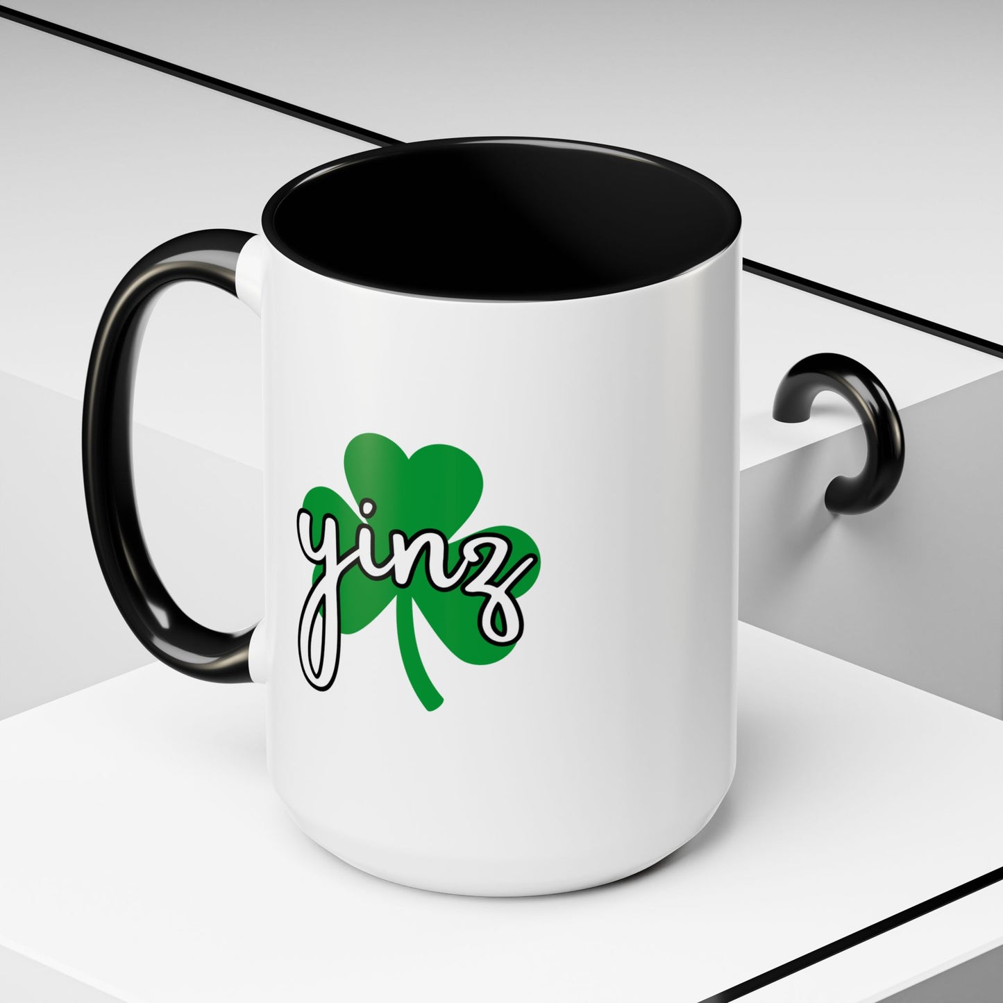 Yinz Shamrock Accent Coffee Mug - Perfect for St. Patrick's Day