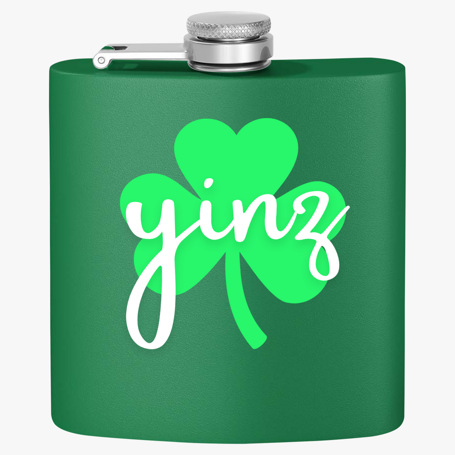 Yinz Shamrock Stainless Steel Flask - 6oz | Perfect for St. Patrick's Day Celebrations and Everyday Use
