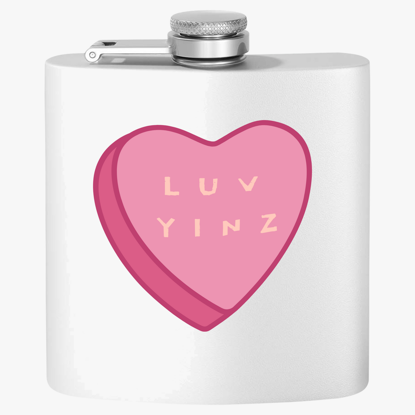 Valentine's Day Stainless Steel Flask - Luv Yinz - 6oz Gift for Loved Ones