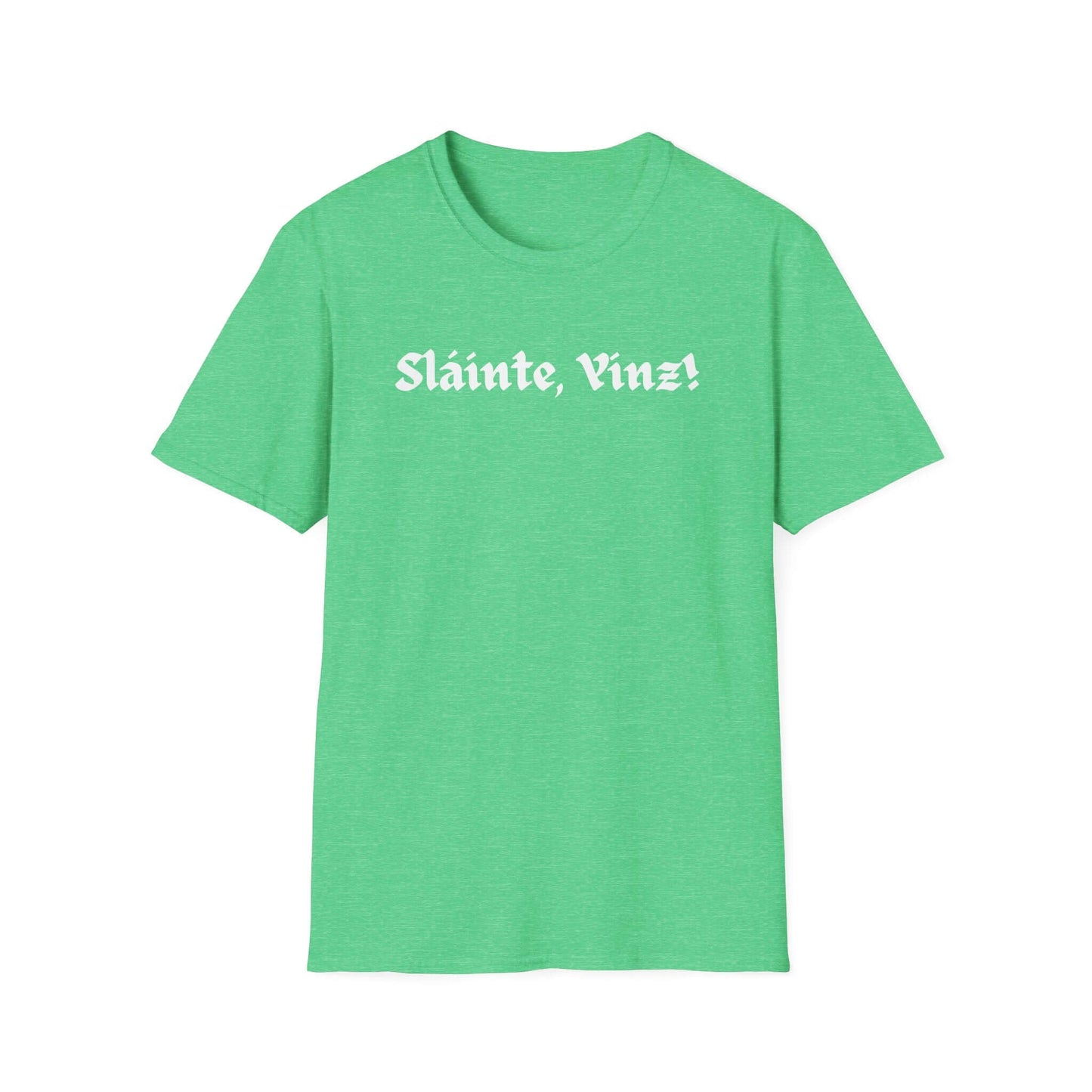 Heather green St. Patrick's Day tee saying Slainte Yinz