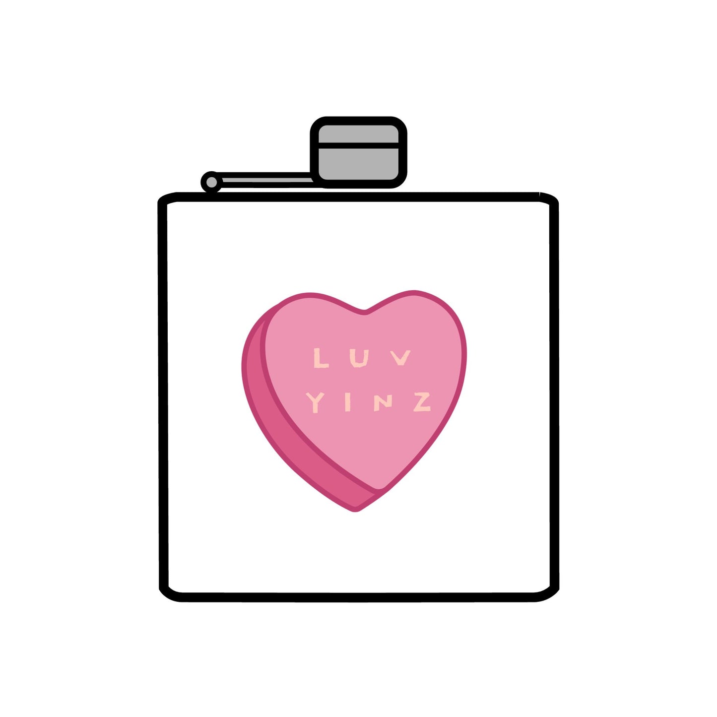 Valentine's Day Stainless Steel Flask - Luv Yinz - 6oz Gift for Loved Ones