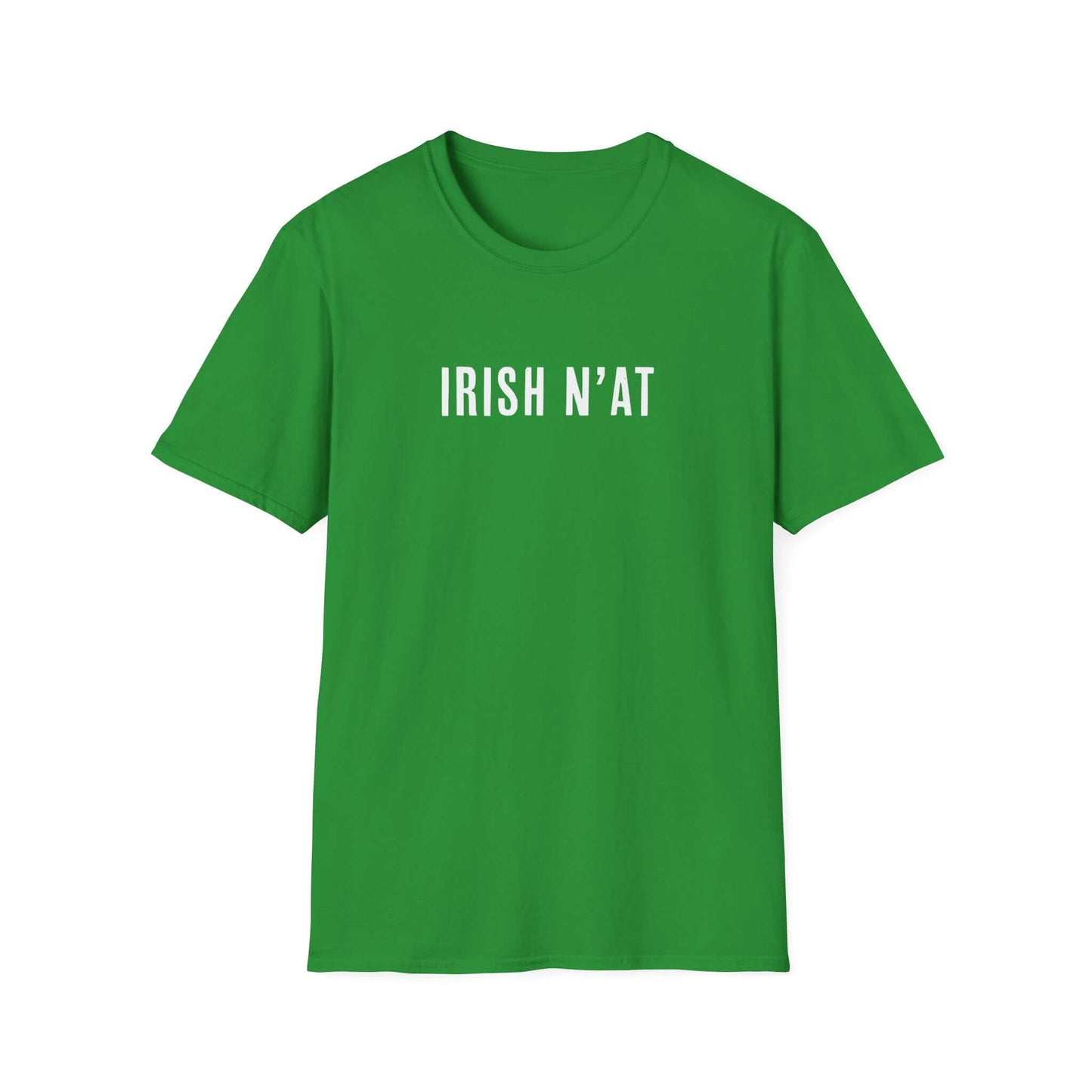 Kelly green tee shirt with Irish N'at across the chest