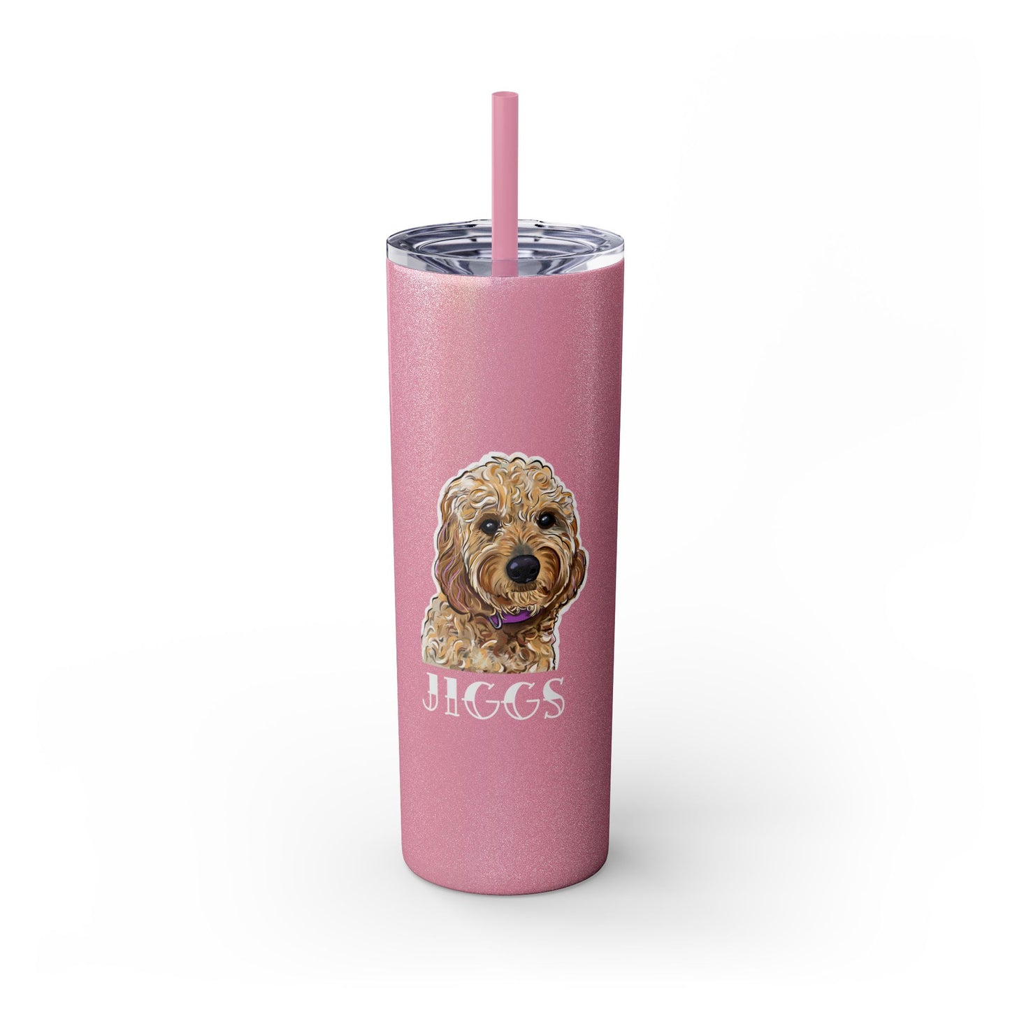 Customizable Goldendoodle Jiggs Skinny Tumbler with Straw