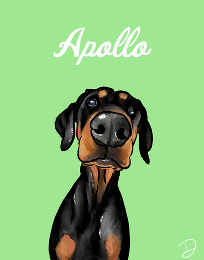 Doberman Pinscher Apollo Portrait Reprint