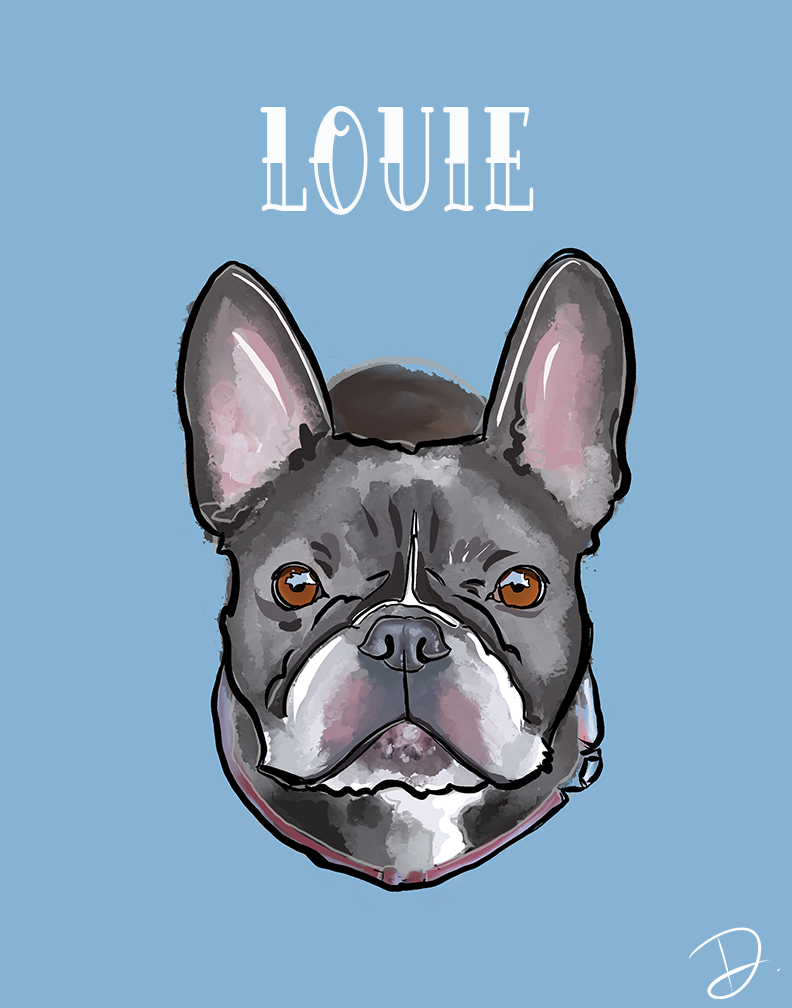 French Bulldog Louis Portrait Reprint