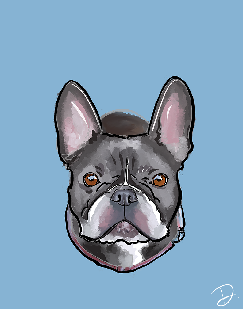 French Bulldog Louis Portrait Reprint