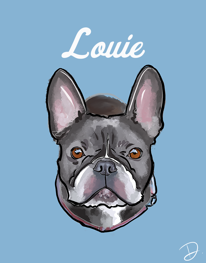 French Bulldog Louis Portrait Reprint