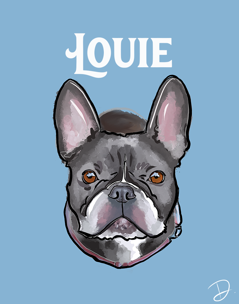 French Bulldog Louis Portrait Reprint