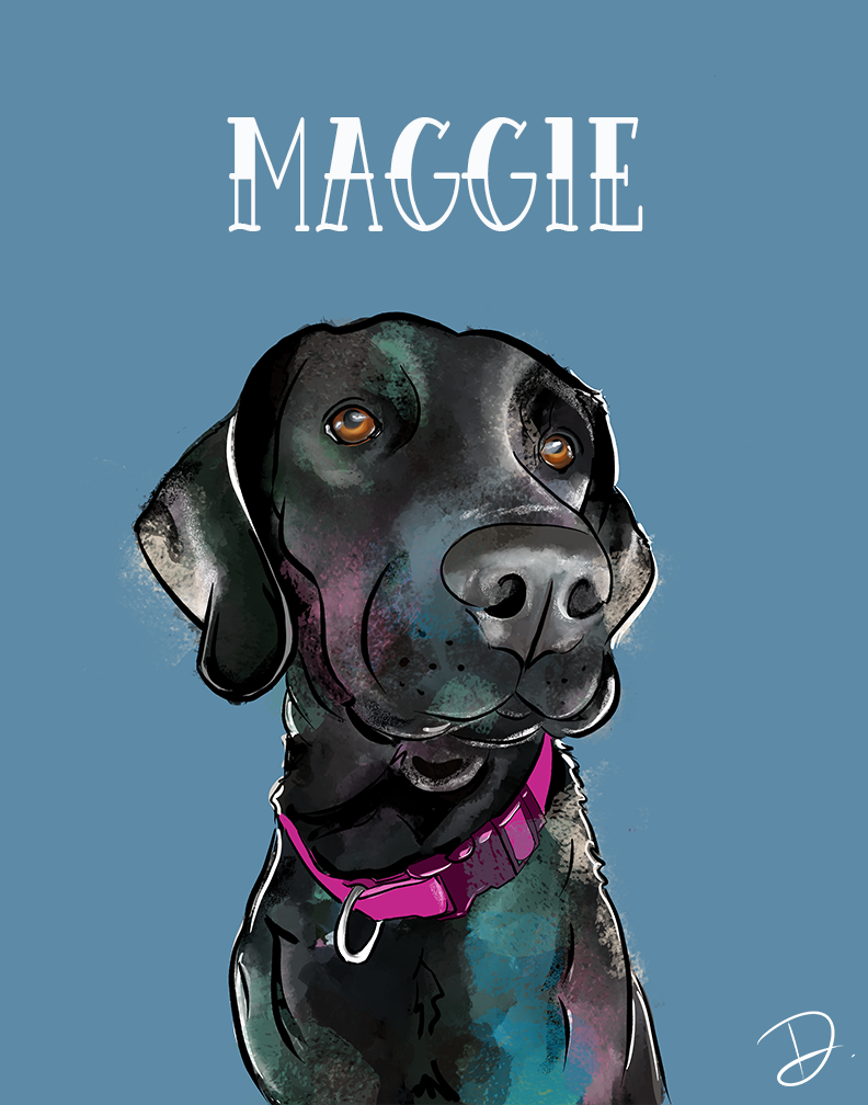 Black Lab Maggie Portrait REPRINT