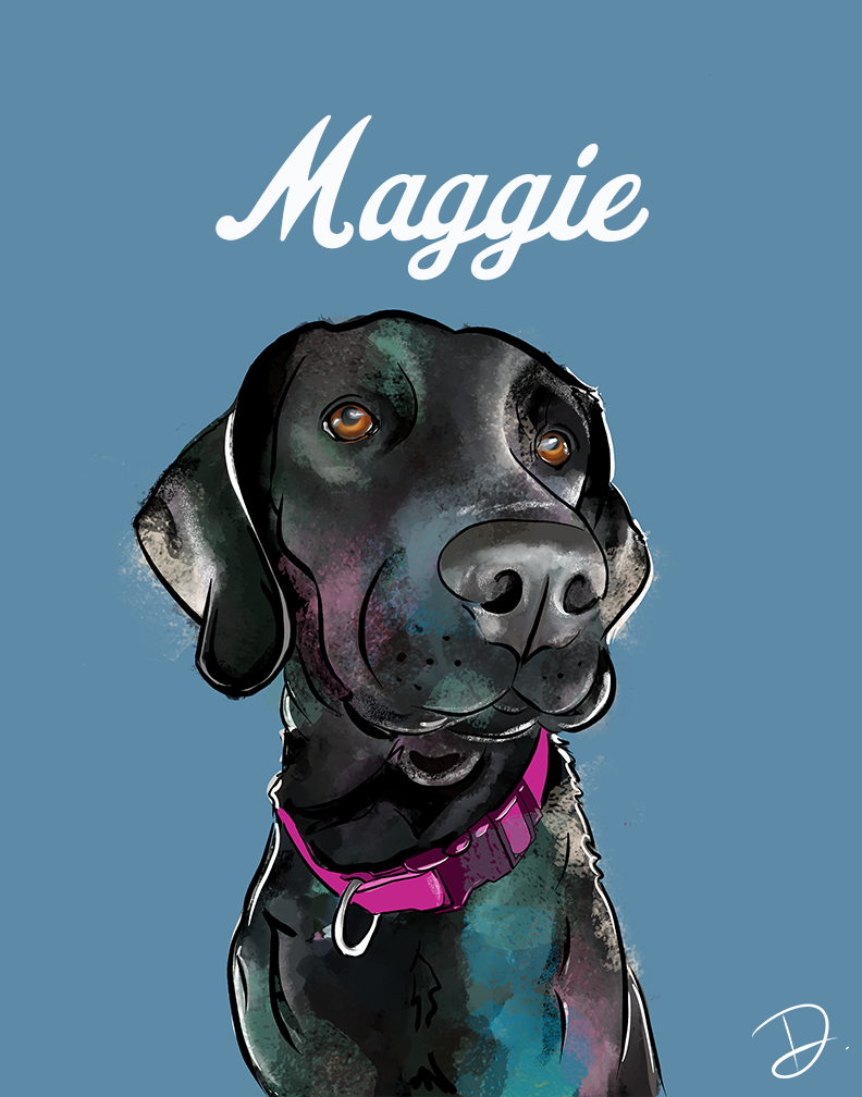 Black Lab Maggie Portrait REPRINT