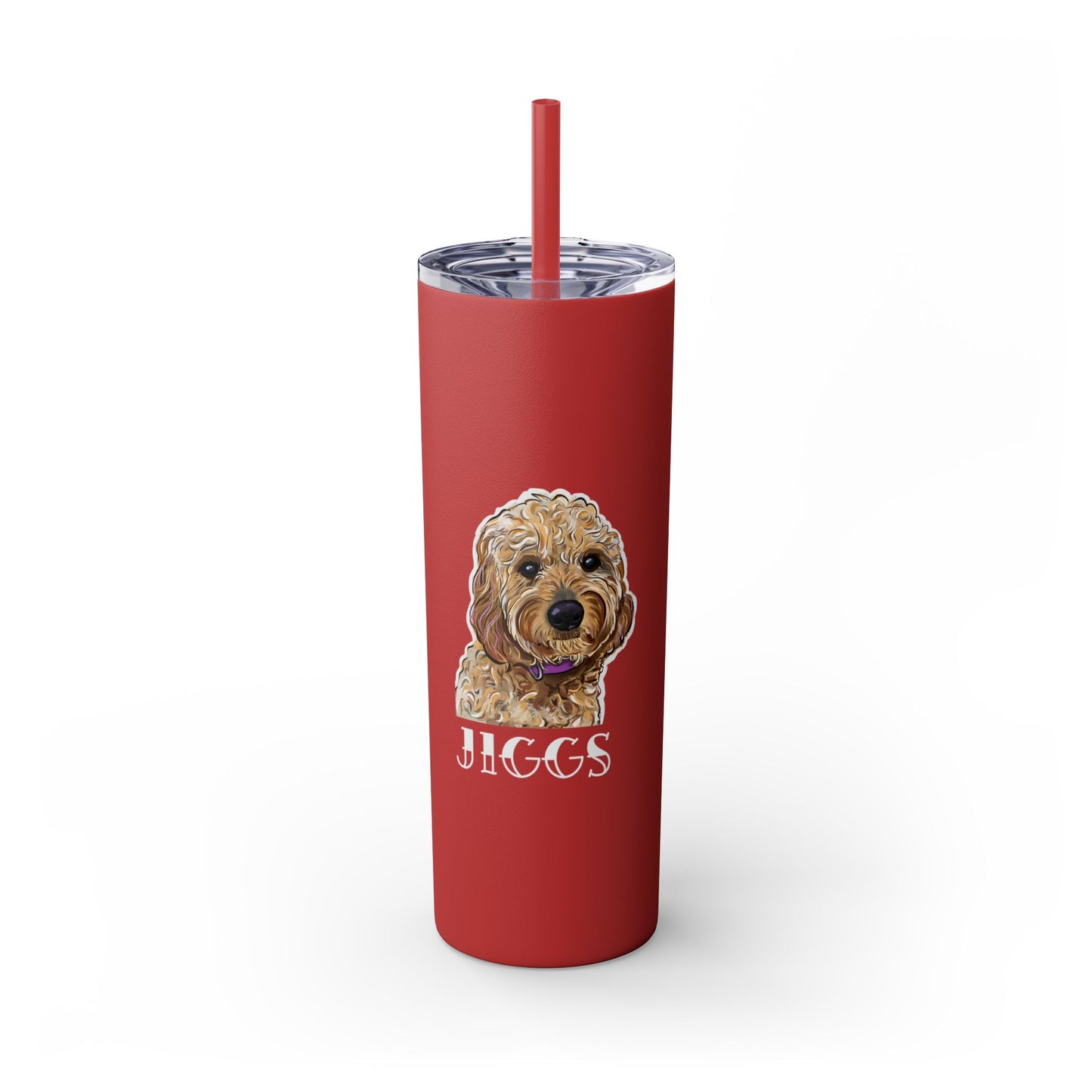 Customizable Goldendoodle Jiggs Skinny Tumbler with Straw