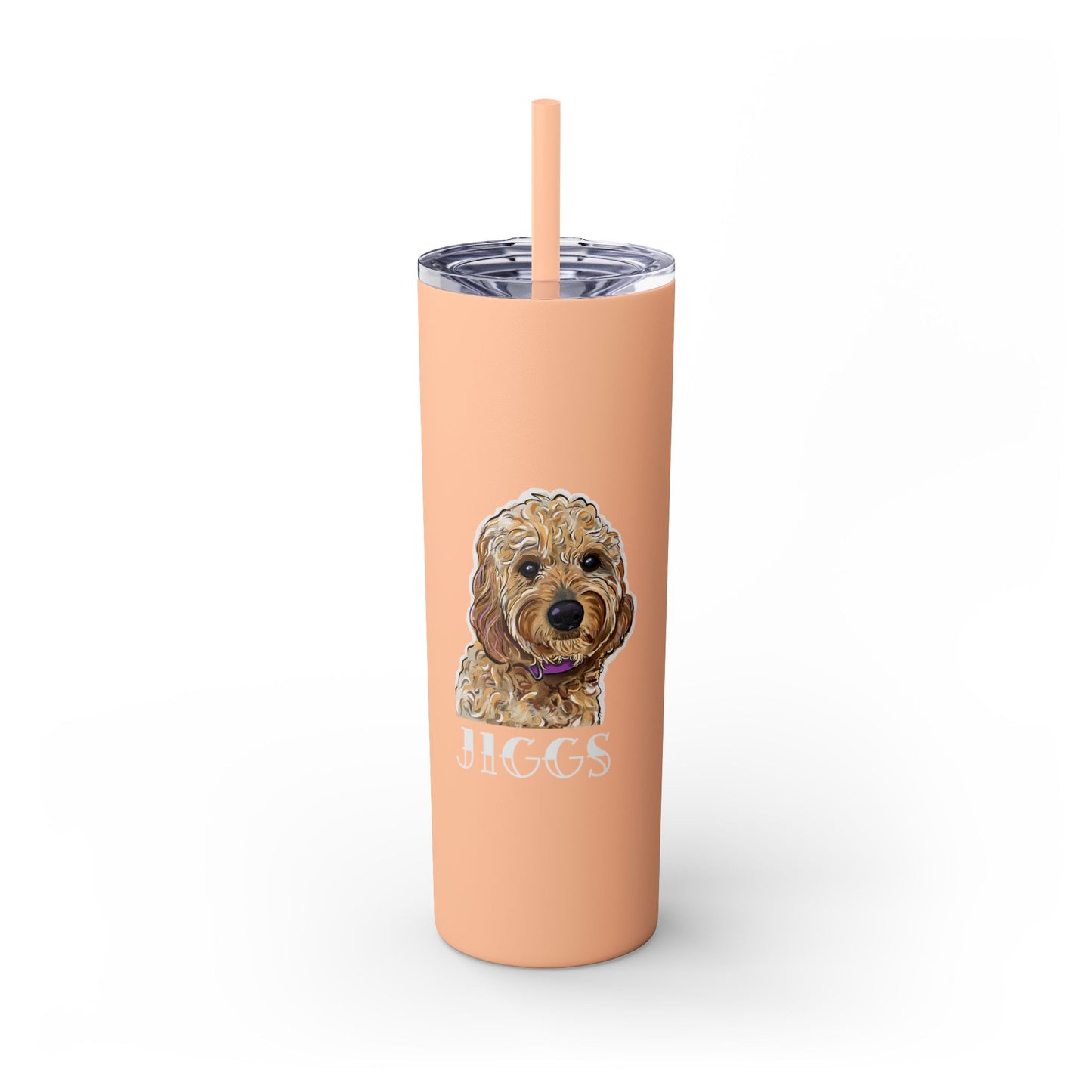 Customizable Goldendoodle Jiggs Skinny Tumbler with Straw