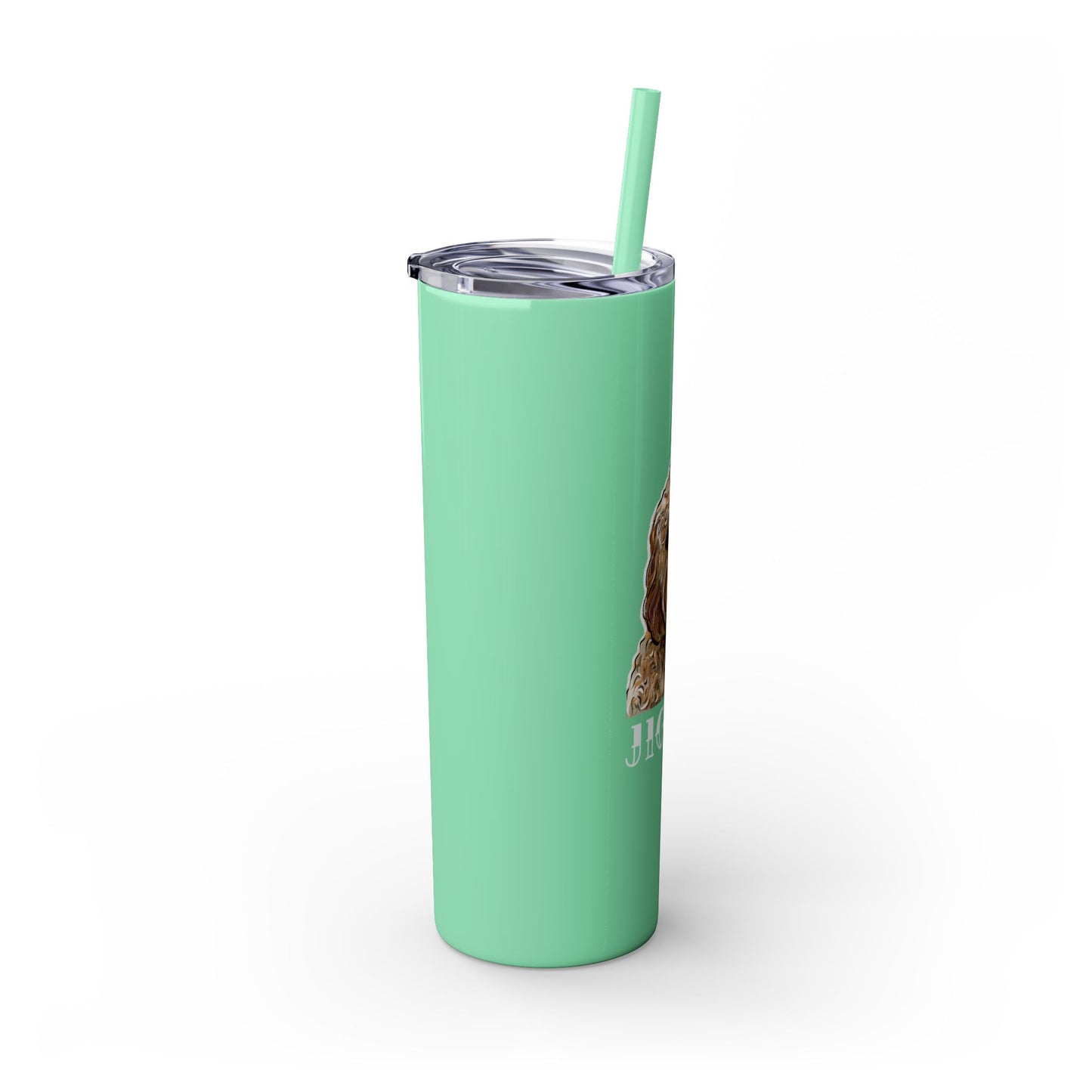 Customizable Goldendoodle Jiggs Skinny Tumbler with Straw