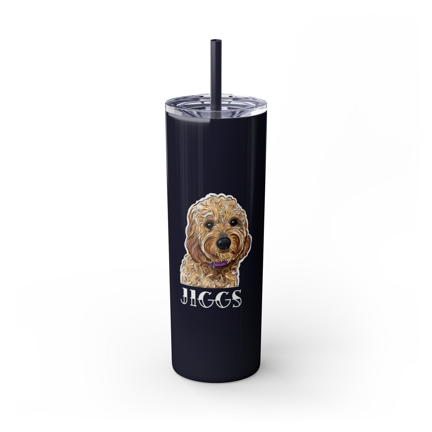 Customizable Goldendoodle Jiggs Skinny Tumbler with Straw