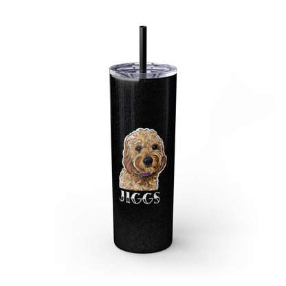 Customizable Goldendoodle Jiggs Skinny Tumbler with Straw