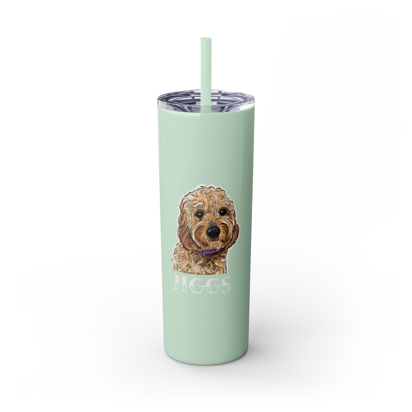 Customizable Goldendoodle Jiggs Skinny Tumbler with Straw