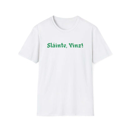 White St. Patrick's Day tee saying Slainte Yinz