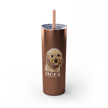 Customizable Goldendoodle Jiggs Skinny Tumbler with Straw