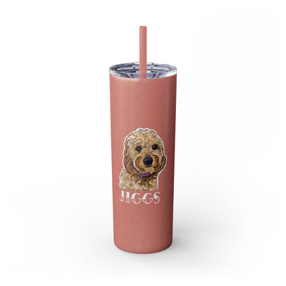 Customizable Goldendoodle Jiggs Skinny Tumbler with Straw