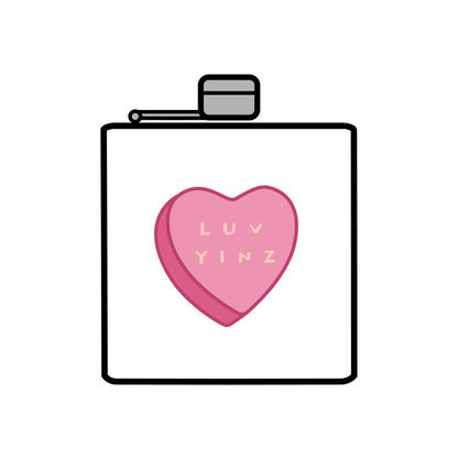 Valentine's Day Stainless Steel Flask - Luv Yinz - 6oz Gift for Loved Ones