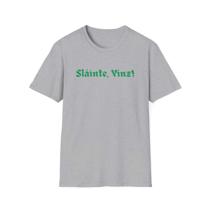 Gray St. Patrick's Day tee saying Slainte Yinz