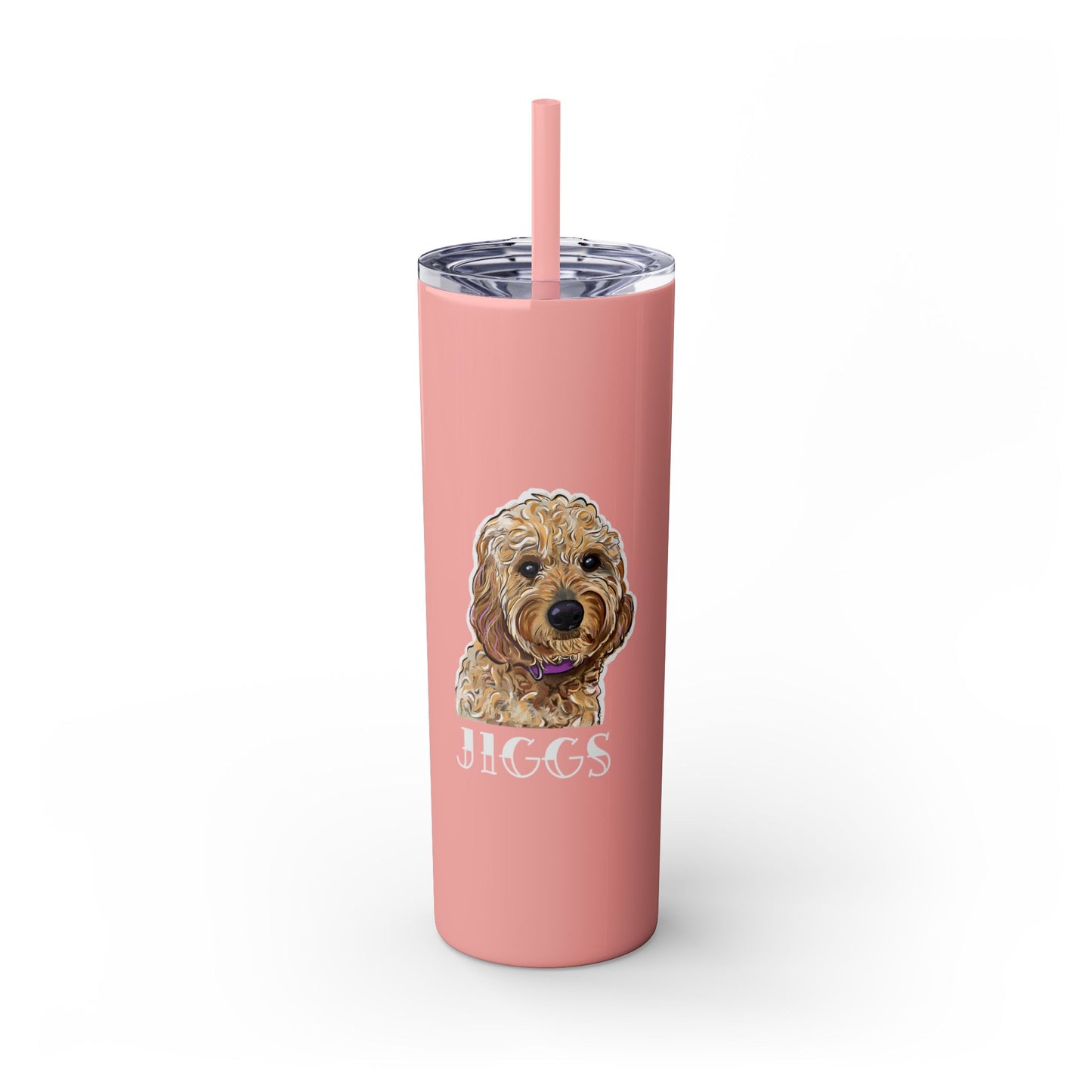 Customizable Goldendoodle Jiggs Skinny Tumbler with Straw