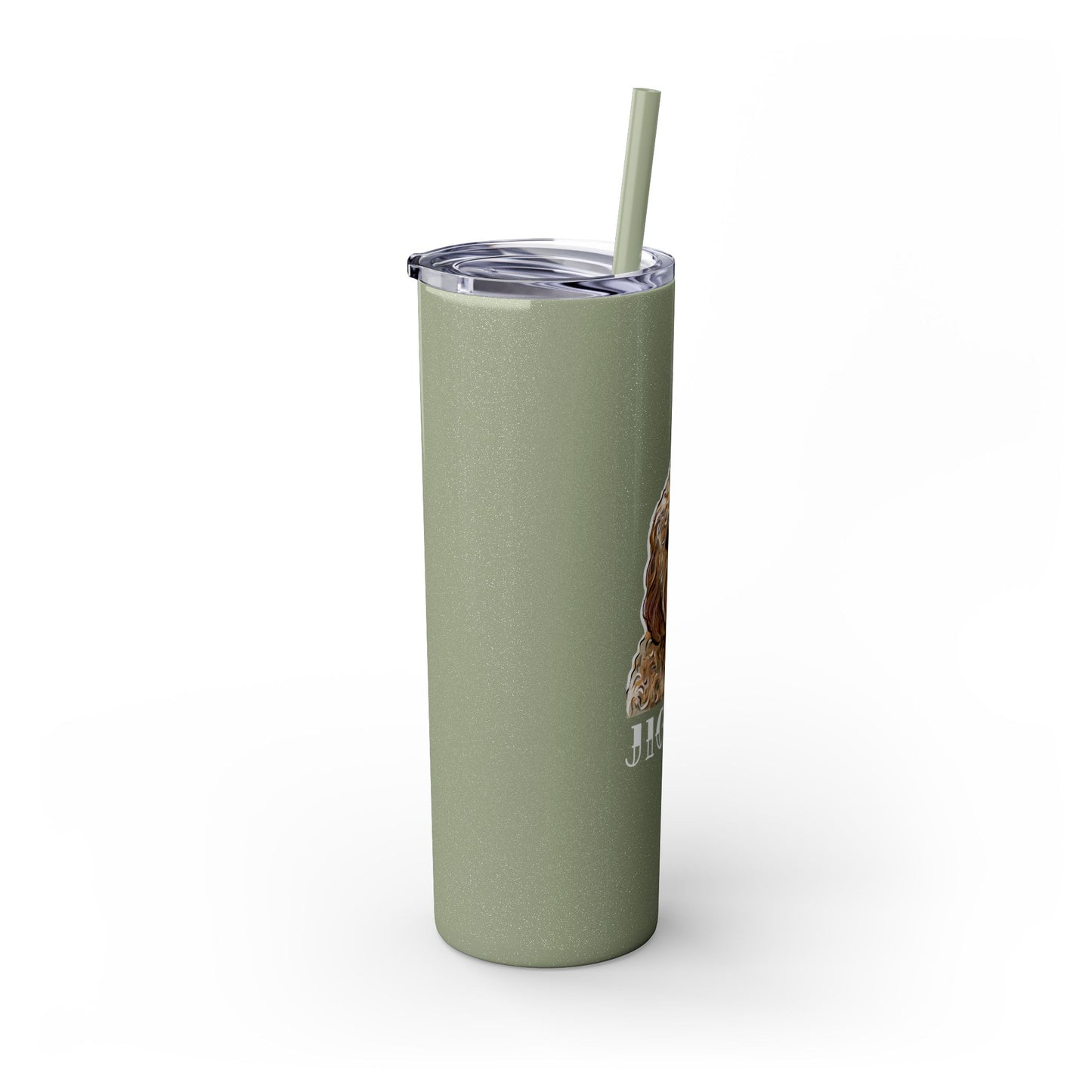 Customizable Goldendoodle Jiggs Skinny Tumbler with Straw