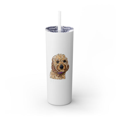 Customizable Goldendoodle Jiggs Skinny Tumbler with Straw