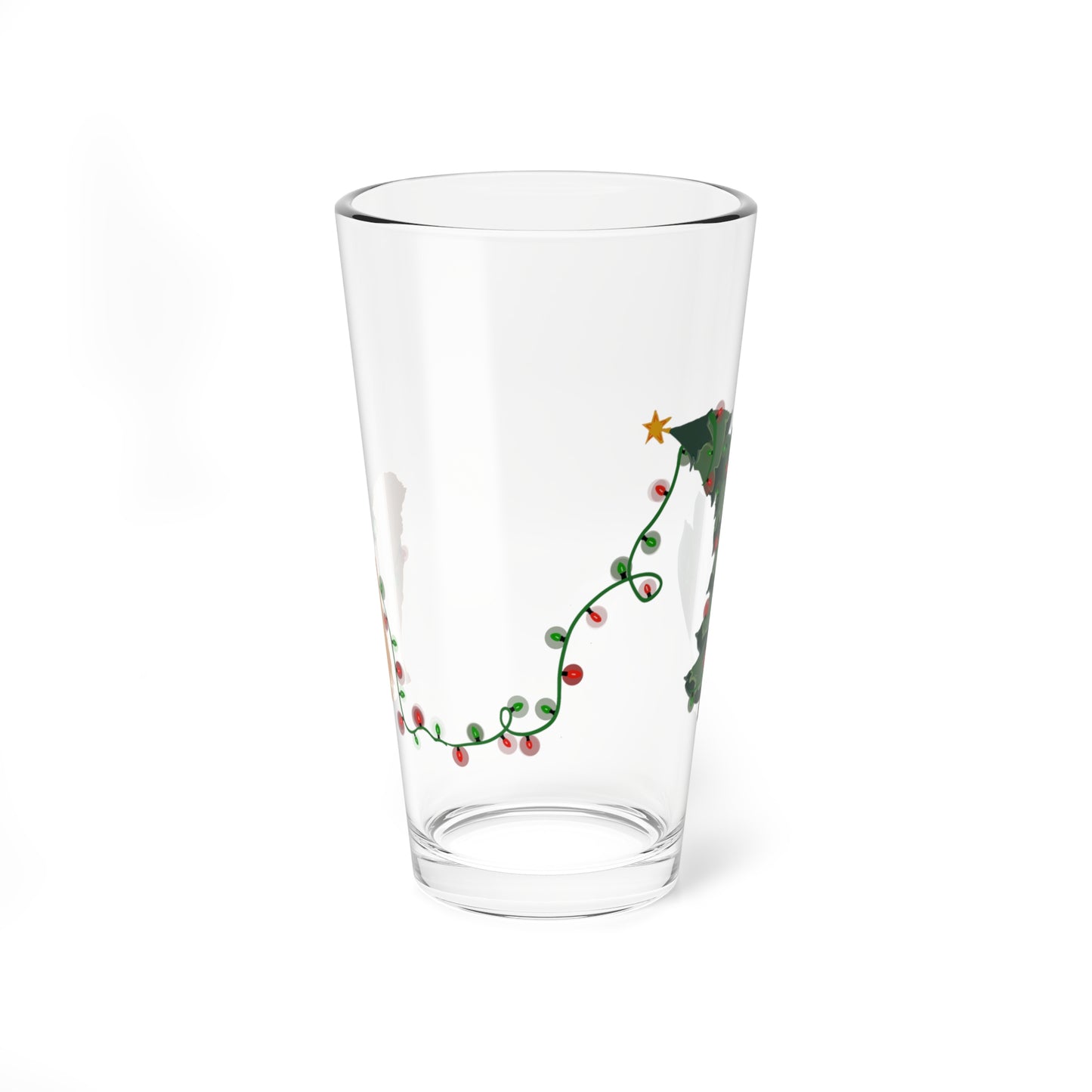 a glass with a christmas lights on it