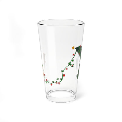 a glass with a christmas lights on it