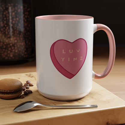 Love Yinz Heart Accent Coffee Mug - Perfect Gift for Valentine’s Day