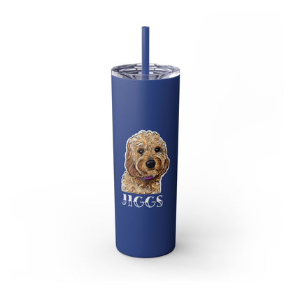 Customizable Goldendoodle Jiggs Skinny Tumbler with Straw