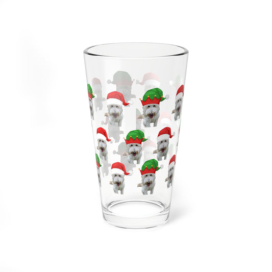 Customize Your Pup Santa and Elves Christmas Pint Glass