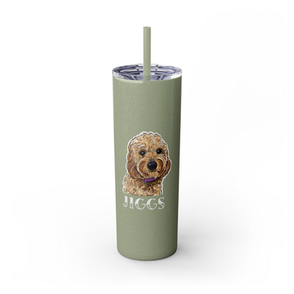 Customizable Goldendoodle Jiggs Skinny Tumbler with Straw